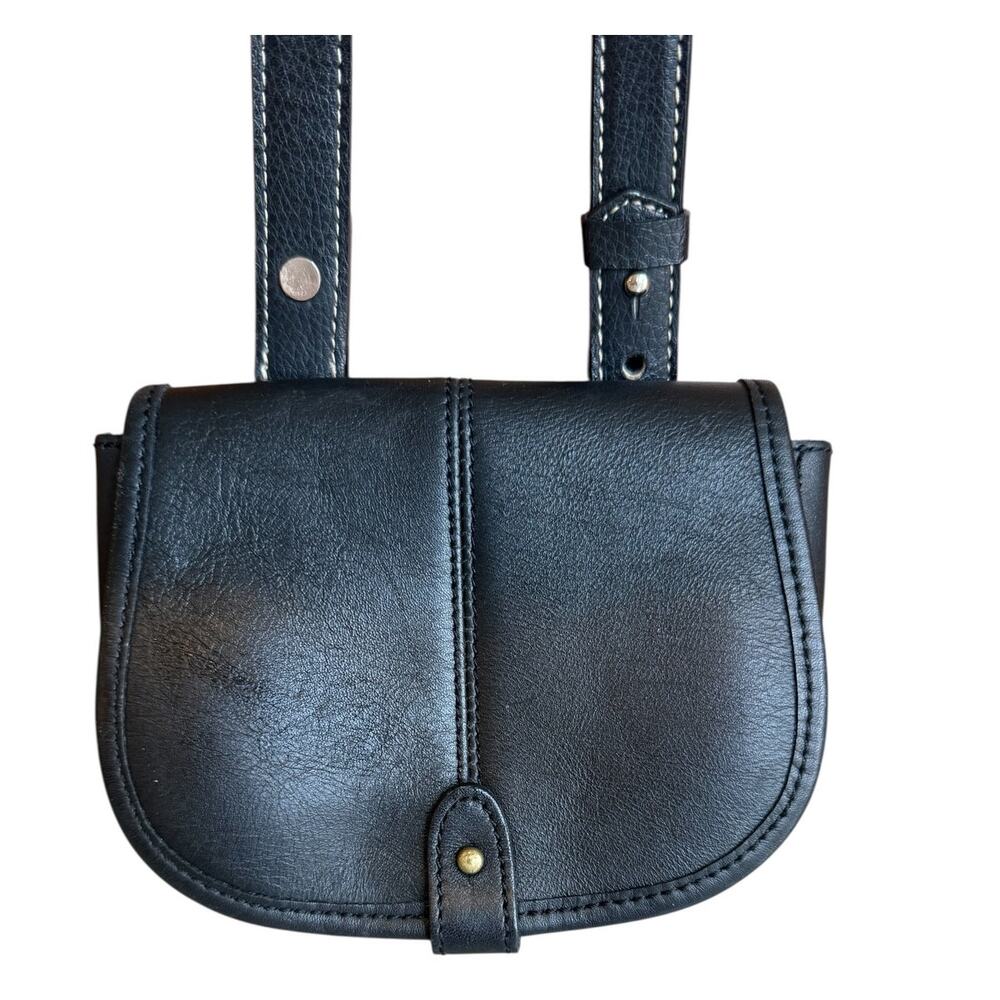Vintage Liz Claiborne Leather Mini Saddle Bag Black